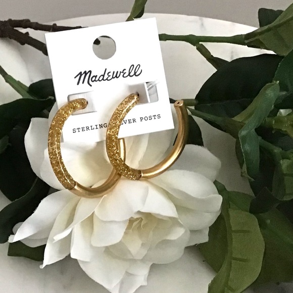 Madewell Half Acetate Sparkly Hoop Earrings New With Tag - Picture 3 of 11